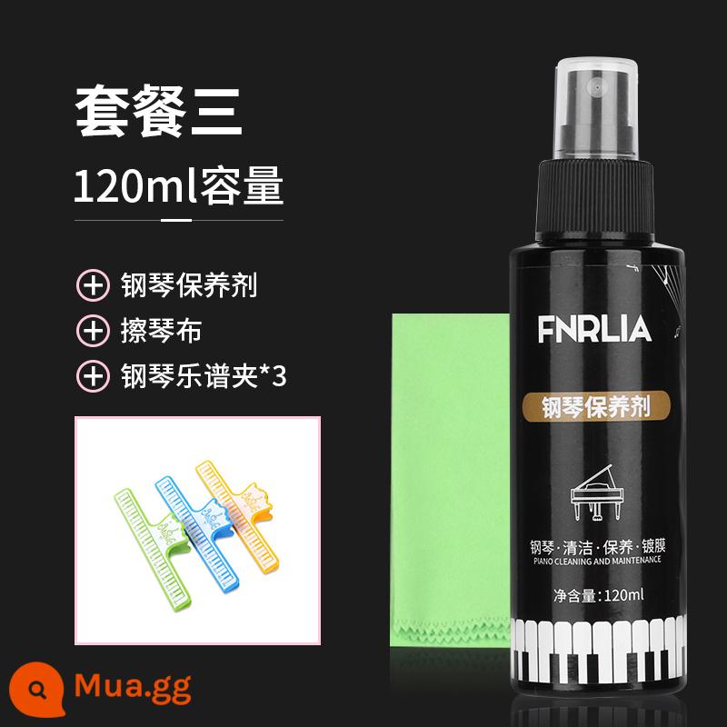 Shanye Pearl River Chất Làm Sạch Đàn Piano Đa Năng Chất Bảo Trì Điều Dưỡng Chất Lỏng Lau Chất Làm Sáng Đàn Piano Gửi Lau Vải Đánh Bóng Đàn Piano - Chất làm sạch và đánh bóng đàn piano + vải lau đàn piano lớn + 3 kẹp bản nhạc