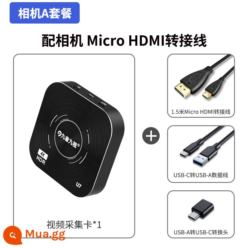 Jiuyin Jiushi U7 HD HDMI thẻ chụp camera trực tiếp chuyên dụng PS54 máy chơi game ns máy tính bảng hội nghị - [Gói Camera A] Tiêu chuẩn 4K +cáp camera micro*1,5 mét