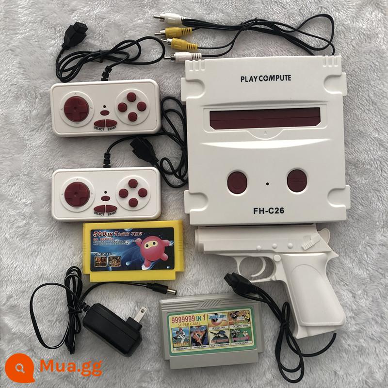 Máy chơi game TV FC home cổ điển hoài cổ thẻ tay cầm đôi Contra Snowman trò chơi 8-bit màu đỏ và trắng máy - Cổ điển + 500 trong một + súng TV chiếu phía sau