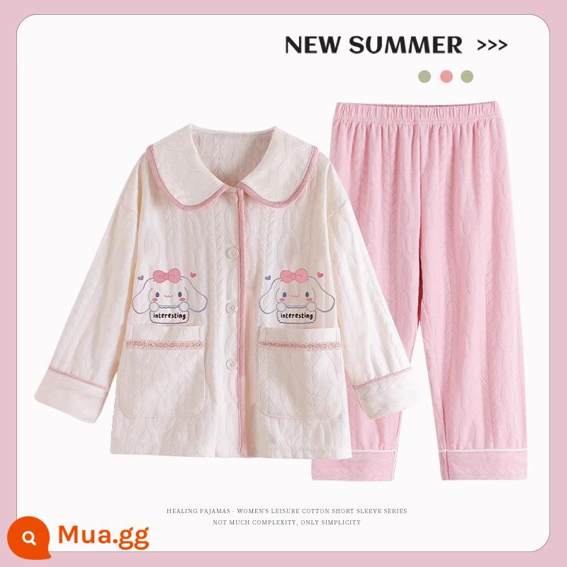 Bộ đồ ngủ trẻ em mới cho bé gái mùa xuân và mùa thu cotton nguyên chất phù hợp với phong cách nước ngoài con chó quế bé gái bé dịch vụ gia đình cha mẹ và con cái - 31236G [mẫu bán chạy]