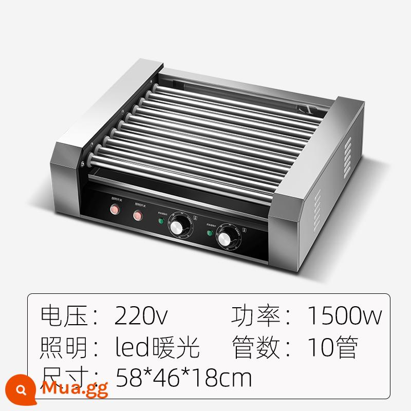 Dongyin Qiquian Sanior SAISHABLE MÁY THƯƠNG MẠI Đài Loan Baked Saishable Desktop Máy tính để bàn rang Rang Full Full Automatic Hot Dog Tay Xúc xích máy - 10 ống | Không có nắp kính | Kiểm soát nhiệt độ kép |