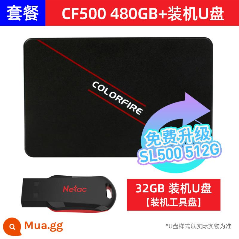 Ổ đĩa trạng thái rắn cho máy tính để bàn SSD SL500 512G 500G đầy màu sắc Giao diện SATA3 2,5 inch - Ổ flash USB cài đặt CF500 480GB + 32GB