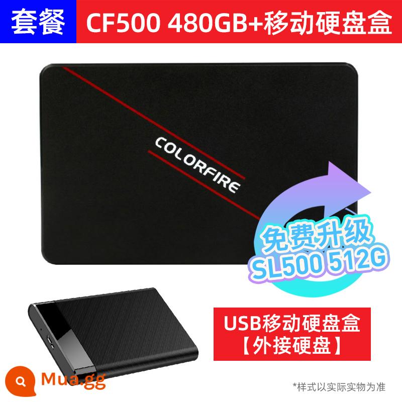 Ổ đĩa trạng thái rắn cho máy tính để bàn SSD SL500 512G 500G đầy màu sắc Giao diện SATA3 2,5 inch - CF500 480GB + hộp ổ cứng di động