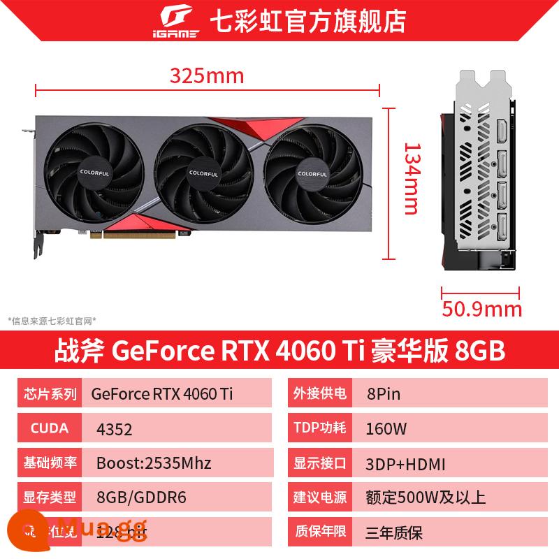 Thẻ hiển thị độc lập máy tính để bàn chơi game RTX3060/Ti Vulcan AD/Ultra white đầy màu sắc - [Phiên bản cao cấp Tomahawk] RTX4060Ti 8GB