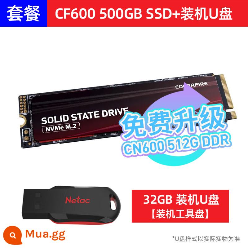 Nhiều màu sắc CN600 512G M.2 SSD máy tính để bàn NVME notebook pcie 4.0 ổ cứng thể rắn 1T - Ổ flash USB cài đặt CF600 500G + 32GB