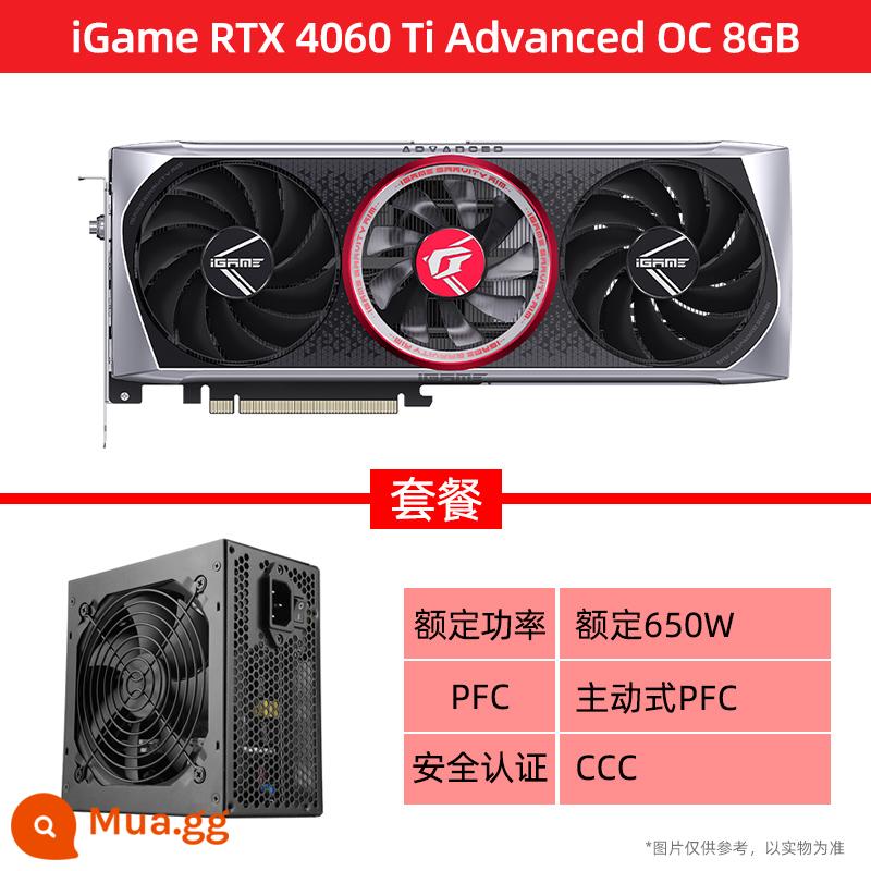 Thẻ hiển thị độc lập máy tính để bàn chơi game RTX3060/Ti Vulcan AD/Ultra white đầy màu sắc - iGame RTX4060Ti Advanced OC 8G+ bộ nguồn 650W định mức