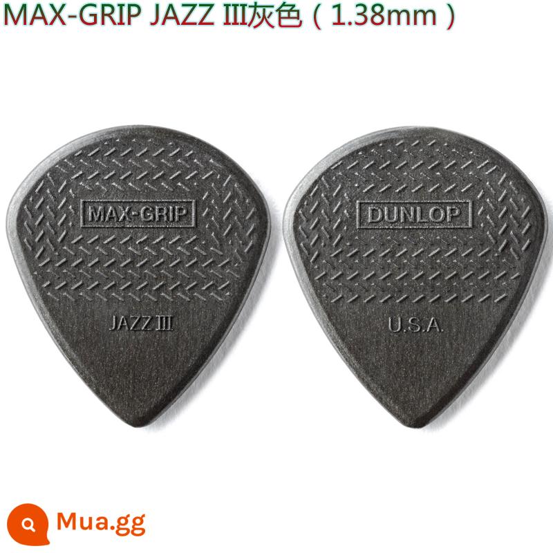 American Dunlop Jazz 3 XL MAX GRIP ULTEX JAZZ 3 gỗ dân gian guitar điện bass mái chèo - MAX-GRIP JAZZ 3 màu xám (1,38mm)