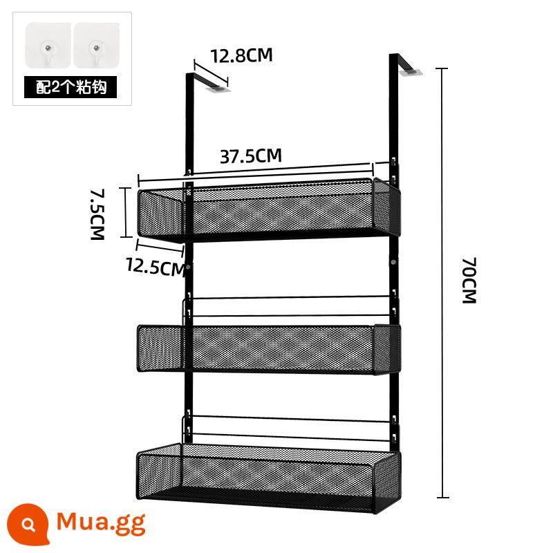 Tủ quần áo lưu trữ treo tường rổ móc giá treo móc treo mũ giá túi hiện vật miễn phí đấm tường quần áo - Đen (rổ + rổ + rổ)