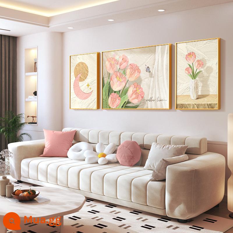 Mista kem phong cách phòng khách sơn trang trí bức tranh sơn dầu trừu tượng tulip triptych bức tranh tường sofa nền tường treo tranh - Hương thơm tràn ngập HUA1158