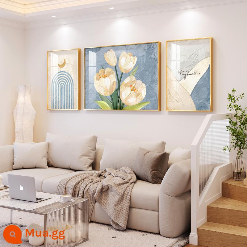 Mista kem phong cách phòng khách sơn trang trí bức tranh sơn dầu trừu tượng tulip triptych bức tranh tường sofa nền tường treo tranh - Hoa lặng lẽ nở 60% người chọn HUA0673