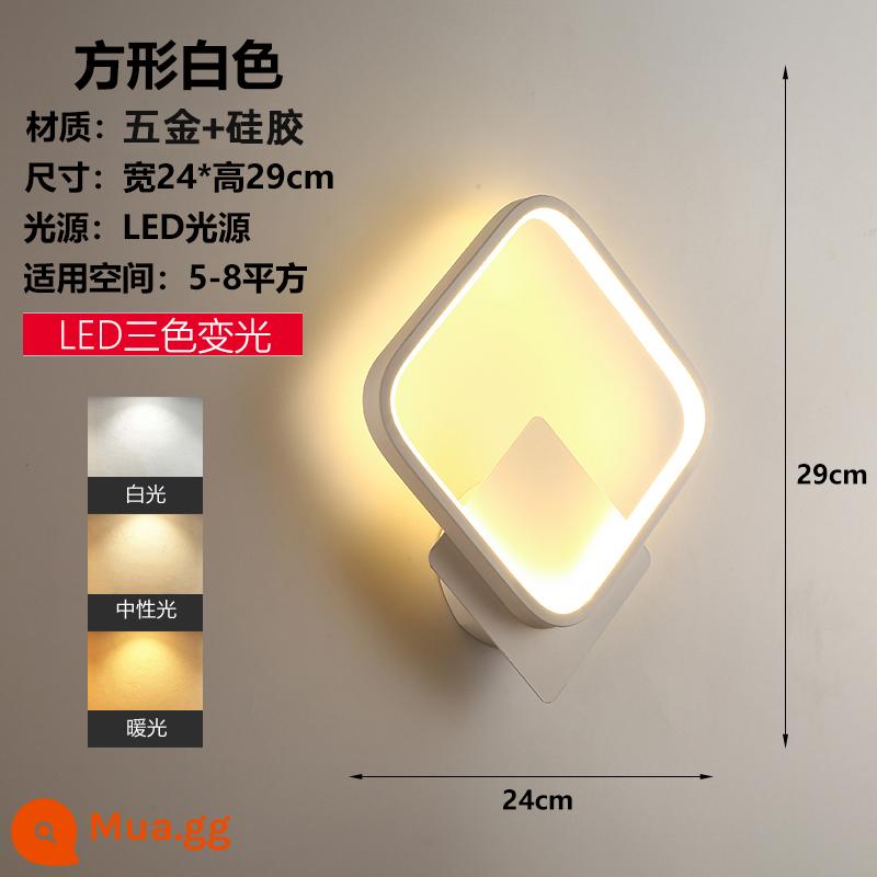 Đèn tường lưới màu đỏ LED đầu giường phòng ngủ hiện đại tối giản sáng tạo phòng khách ban công cầu thang lối đi tường Bắc Âu đèn - Đèn LED ốp tường trắng vuông trắng 3 màu