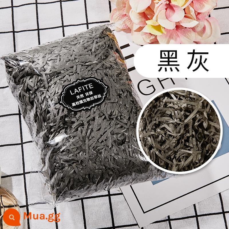 Hộp quà tặng raffia vụn giấy lụa sáng tạo hộp kẹo làm bánh Tanabata ngày lễ tình nhân đóng gói quà tặng phụ miễn phí vận chuyển - màu xám đen