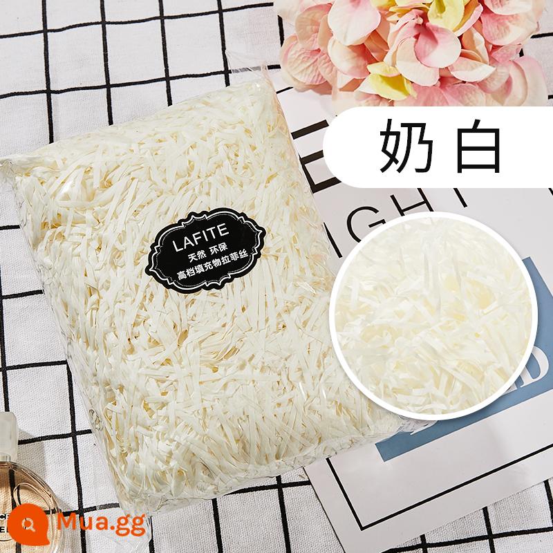 Hộp quà tặng raffia vụn giấy lụa sáng tạo hộp kẹo làm bánh Tanabata ngày lễ tình nhân đóng gói quà tặng phụ miễn phí vận chuyển - màu trắng sữa màu trắng sữa