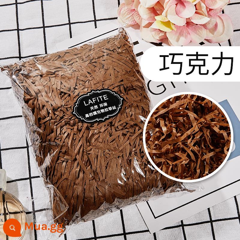 Hộp quà tặng raffia vụn giấy lụa sáng tạo hộp kẹo làm bánh Tanabata ngày lễ tình nhân đóng gói quà tặng phụ miễn phí vận chuyển - màu sô cô la