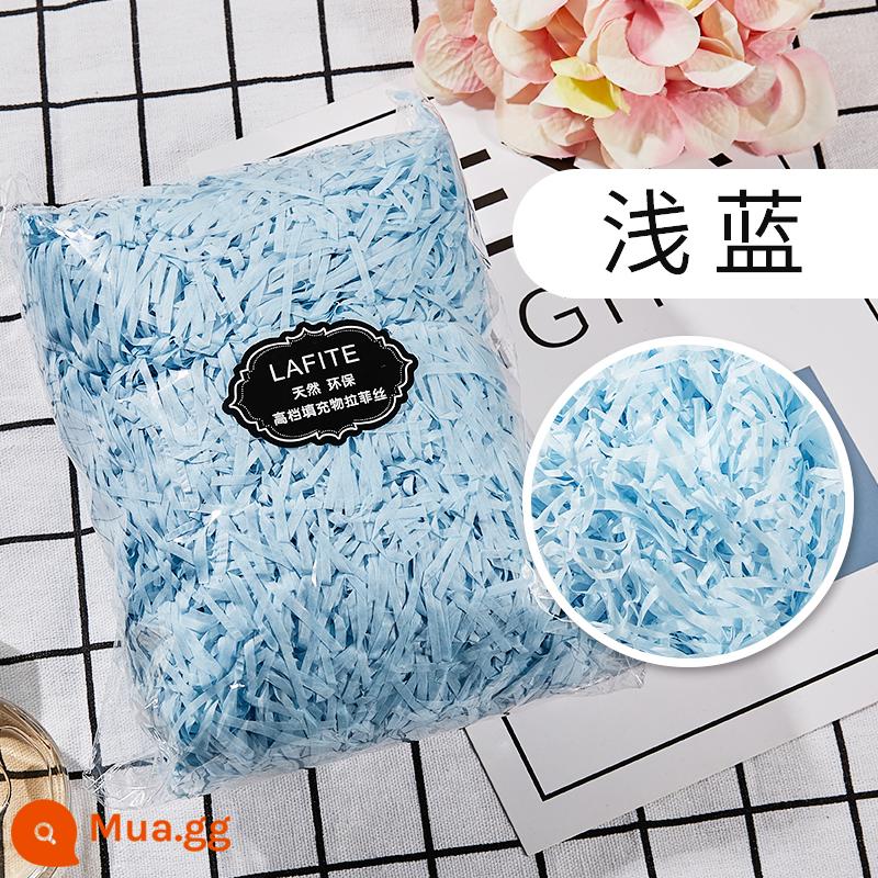 Hộp quà tặng raffia vụn giấy lụa sáng tạo hộp kẹo làm bánh Tanabata ngày lễ tình nhân đóng gói quà tặng phụ miễn phí vận chuyển - xanh nhạt