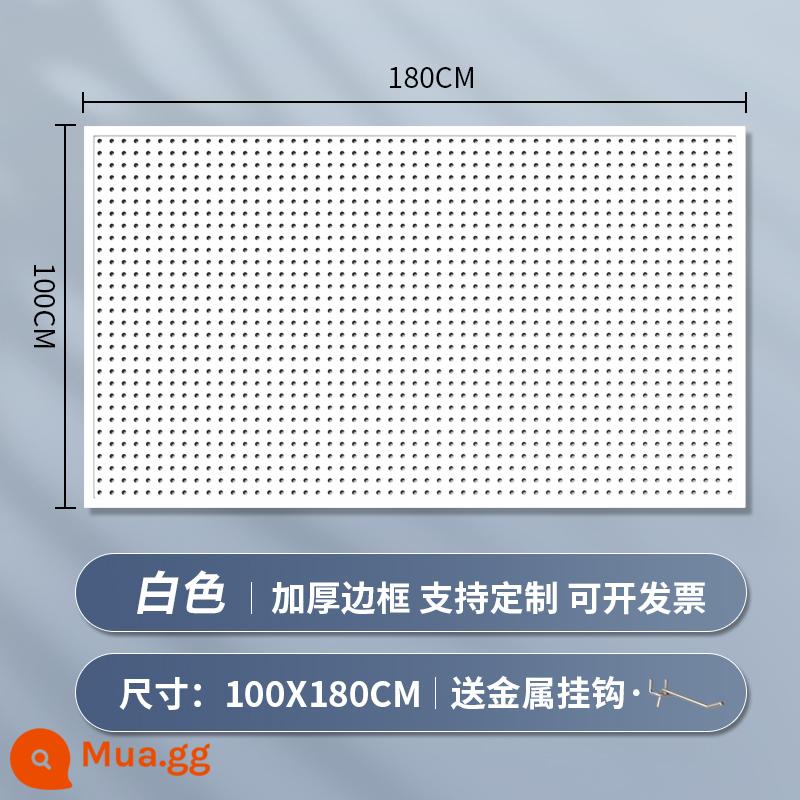 Kệ siêu thị lỗ bảng tùy chỉnh hiên có giá để đồ tủ công cụ phần cứng treo tấm trang sức inox giá trưng bày - [Phiên bản nâng cấp và dày] 100 × 180cm★ Tặng kèm 30 móc kim loại "Phiên bản màu trắng"