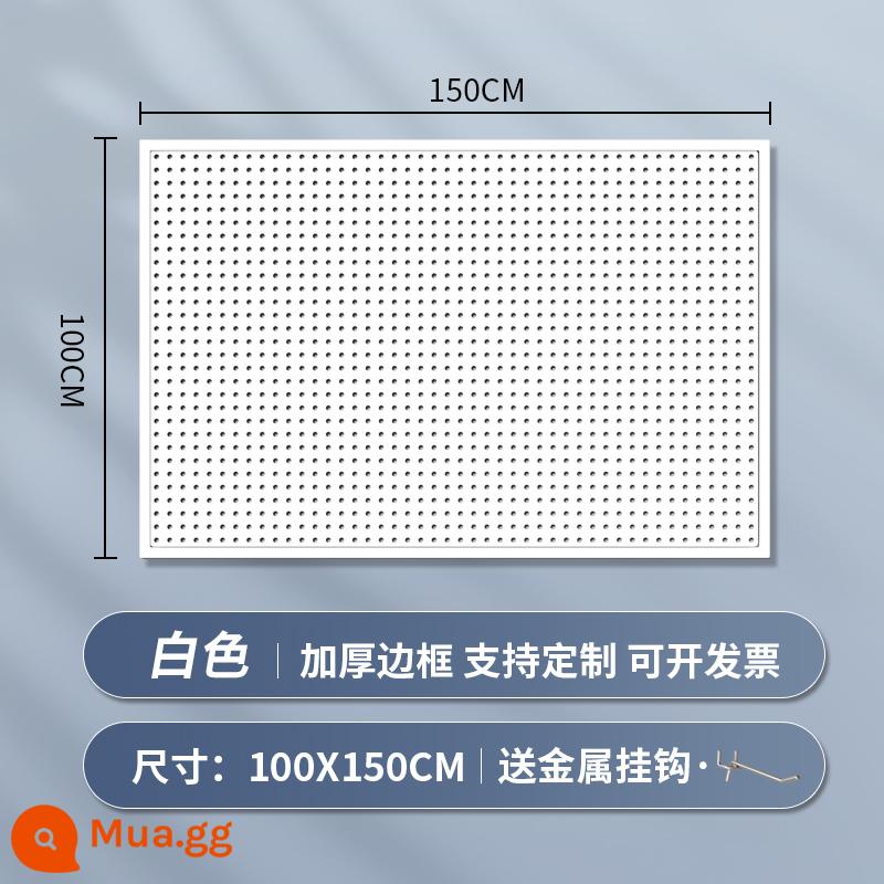 Kệ siêu thị lỗ bảng tùy chỉnh hiên có giá để đồ tủ công cụ phần cứng treo tấm trang sức inox giá trưng bày - [Phiên bản nâng cấp và dày] 100 × 150cm★ Tặng 20 móc kim loại "Phiên bản màu trắng"