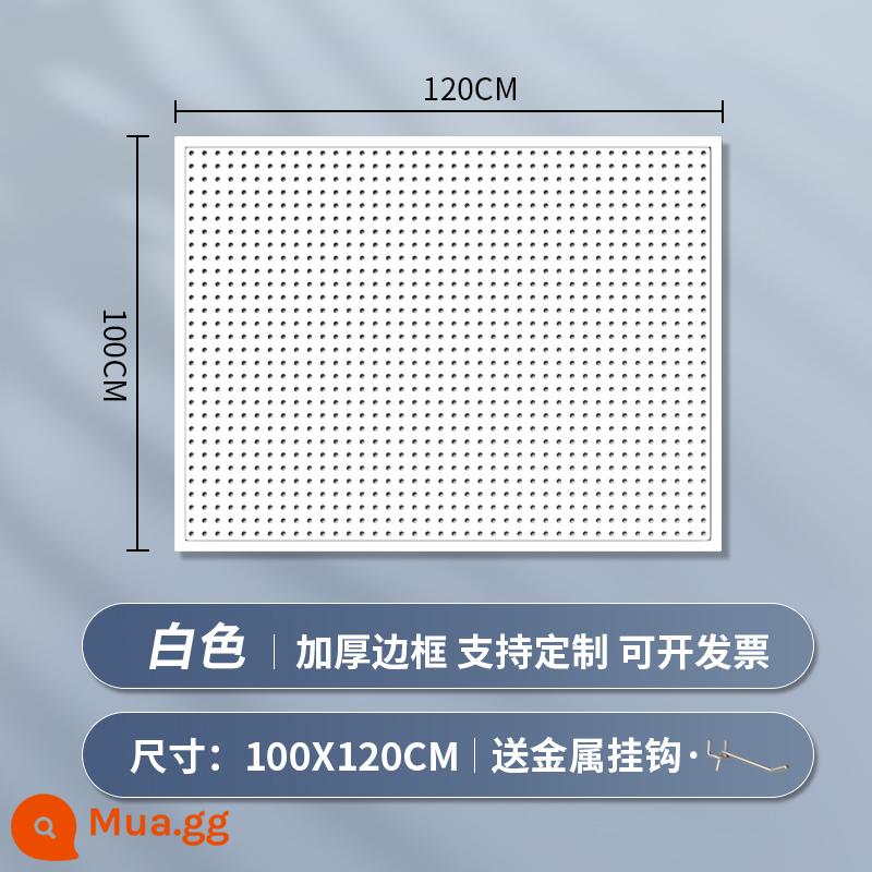 Kệ siêu thị lỗ bảng tùy chỉnh hiên có giá để đồ tủ công cụ phần cứng treo tấm trang sức inox giá trưng bày - [Phiên bản nâng cấp và dày] 100×120cm★ Tặng kèm 20 móc kim loại "Phiên bản màu trắng"