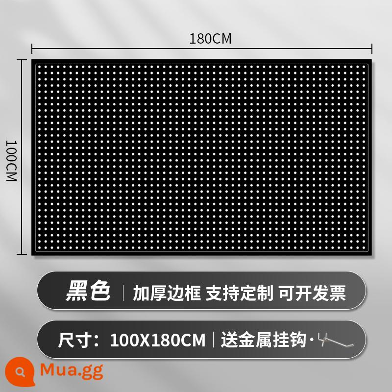 Kệ siêu thị lỗ bảng tùy chỉnh hiên có giá để đồ tủ công cụ phần cứng treo tấm trang sức inox giá trưng bày - [Mẫu nâng cấp và dày hơn] 100 × 180cm★ Tặng kèm 30 móc kim loại "Mẫu màu đen"