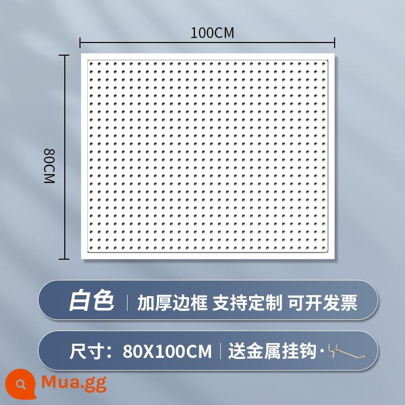 Kệ siêu thị lỗ bảng tùy chỉnh hiên có giá để đồ tủ công cụ phần cứng treo tấm trang sức inox giá trưng bày - [Phiên bản nâng cấp và dày] 80 × 100cm★ Tặng kèm 20 móc kim loại "Phiên bản màu trắng"