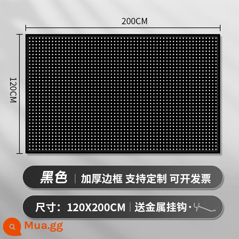 Kệ siêu thị lỗ bảng tùy chỉnh hiên có giá để đồ tủ công cụ phần cứng treo tấm trang sức inox giá trưng bày - [Mẫu nâng cấp và dày hơn] 120 × 200cm★ Tặng kèm 30 móc kim loại "Mẫu màu đen"