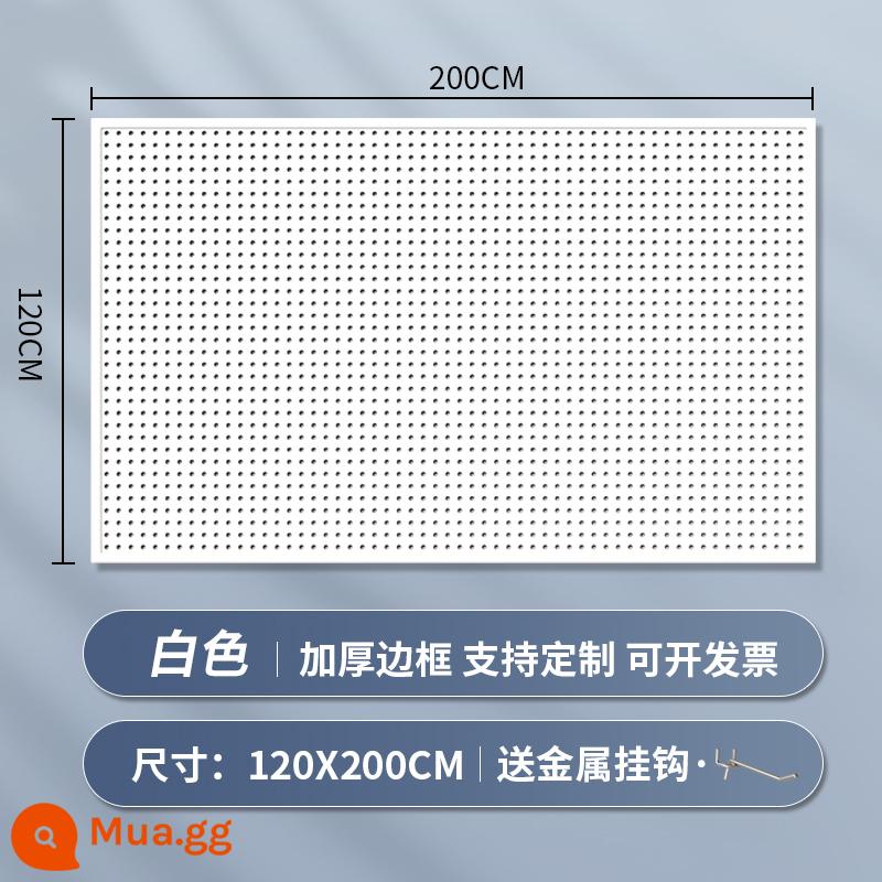 Kệ siêu thị lỗ bảng tùy chỉnh hiên có giá để đồ tủ công cụ phần cứng treo tấm trang sức inox giá trưng bày - [Phiên bản nâng cấp và dày] 120 × 200cm★ Tặng kèm 30 móc kim loại "Phiên bản màu trắng"