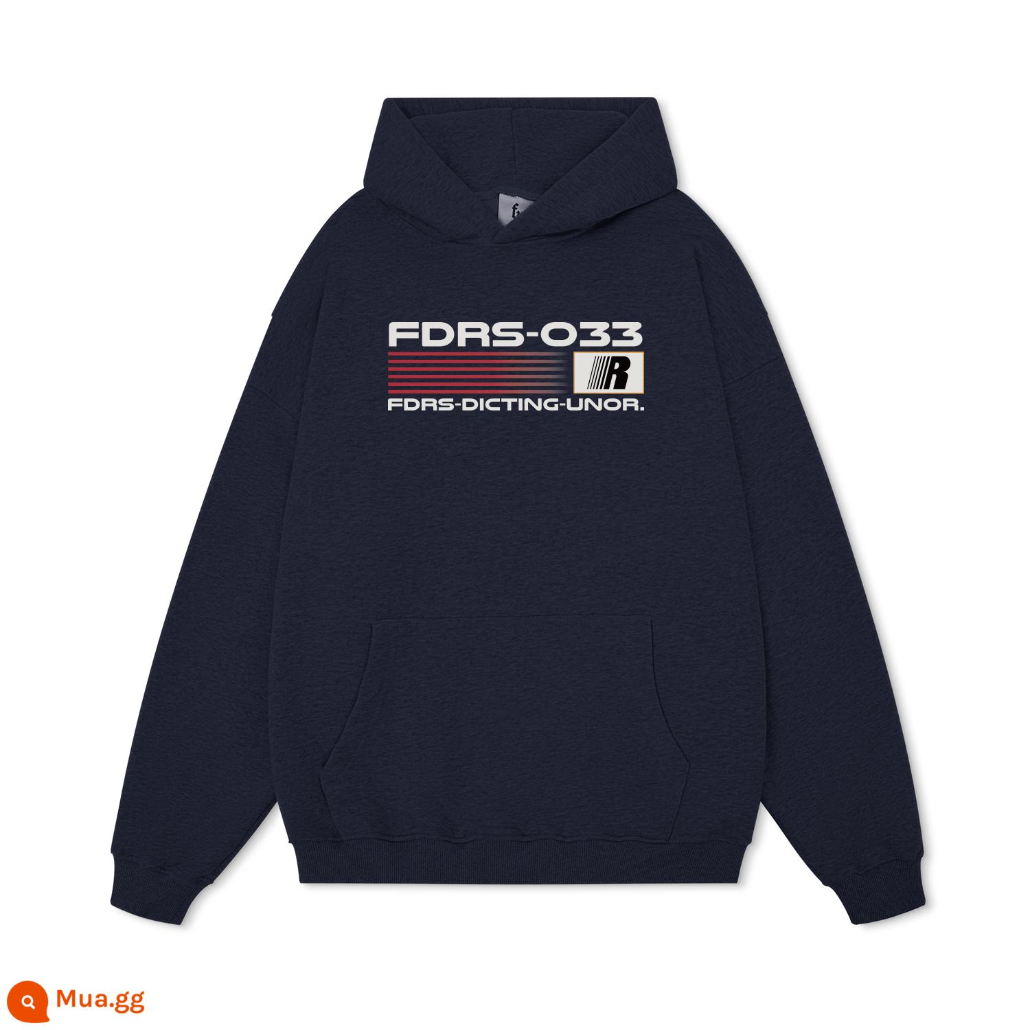 FDR quốc triều R họa tiết chữ in hình hoodie nam nữ thu đông Mỹ nặng cặp đôi tay dài áo hoodie - xanh hải quân