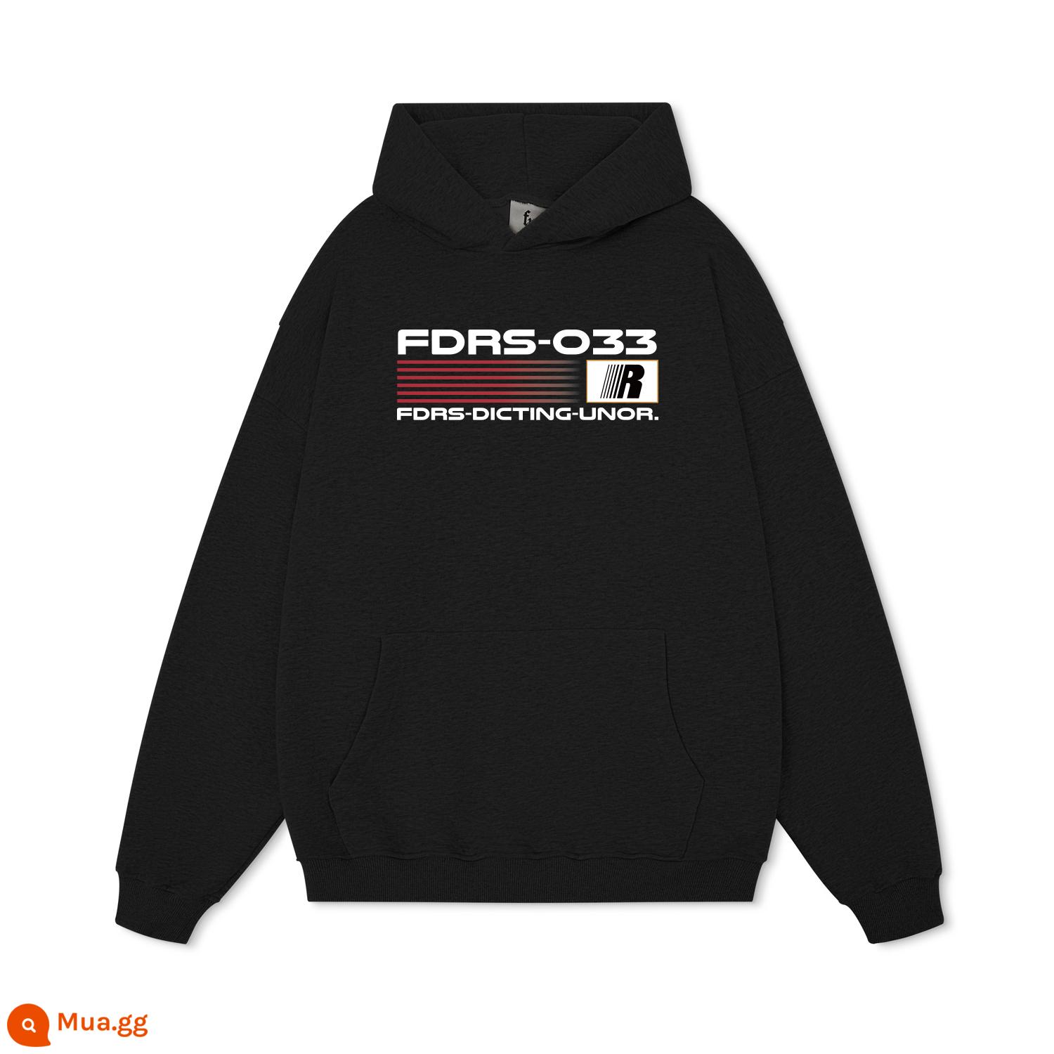 FDR quốc triều R họa tiết chữ in hình hoodie nam nữ thu đông Mỹ nặng cặp đôi tay dài áo hoodie - đen