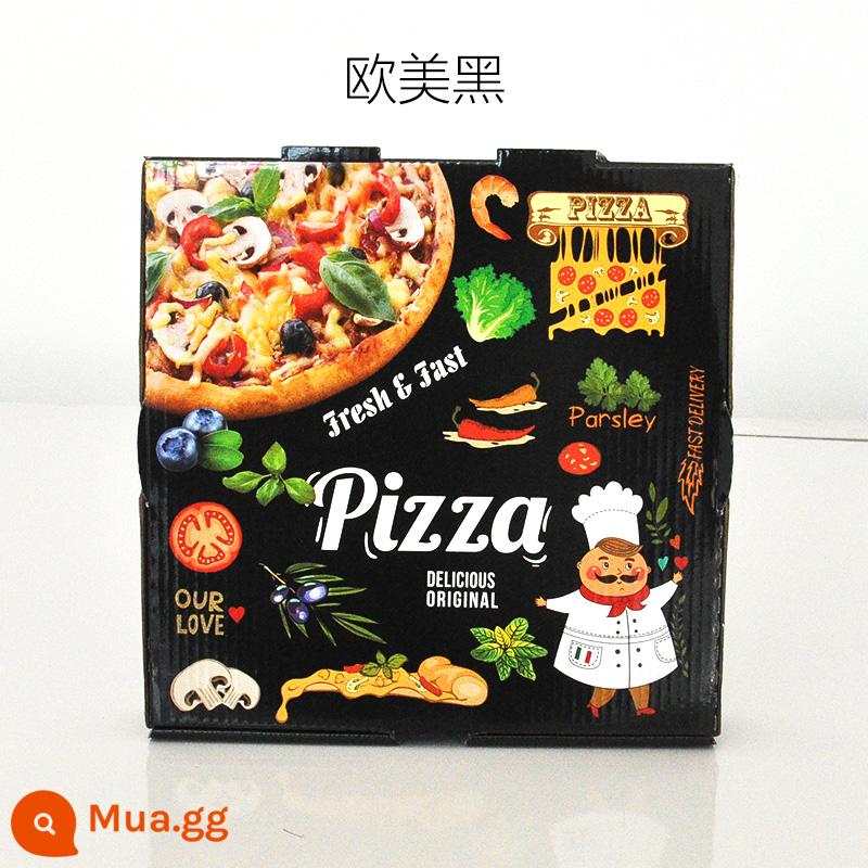 Pizza pizza hộp giao hàng màu dày bao bì hộp 9 inch 8 inch 7 inch 6 inch 10 inch 12 inch cán tùy chỉnh - Châu Âu và Mỹ đen