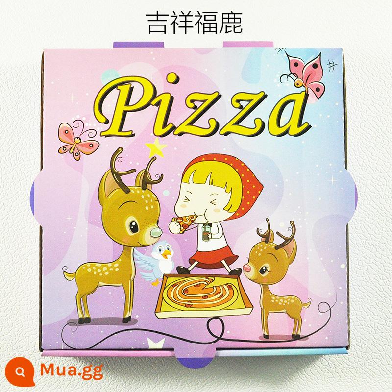 Pizza pizza hộp giao hàng màu dày bao bì hộp 9 inch 8 inch 7 inch 6 inch 10 inch 12 inch cán tùy chỉnh - Hươu may mắn