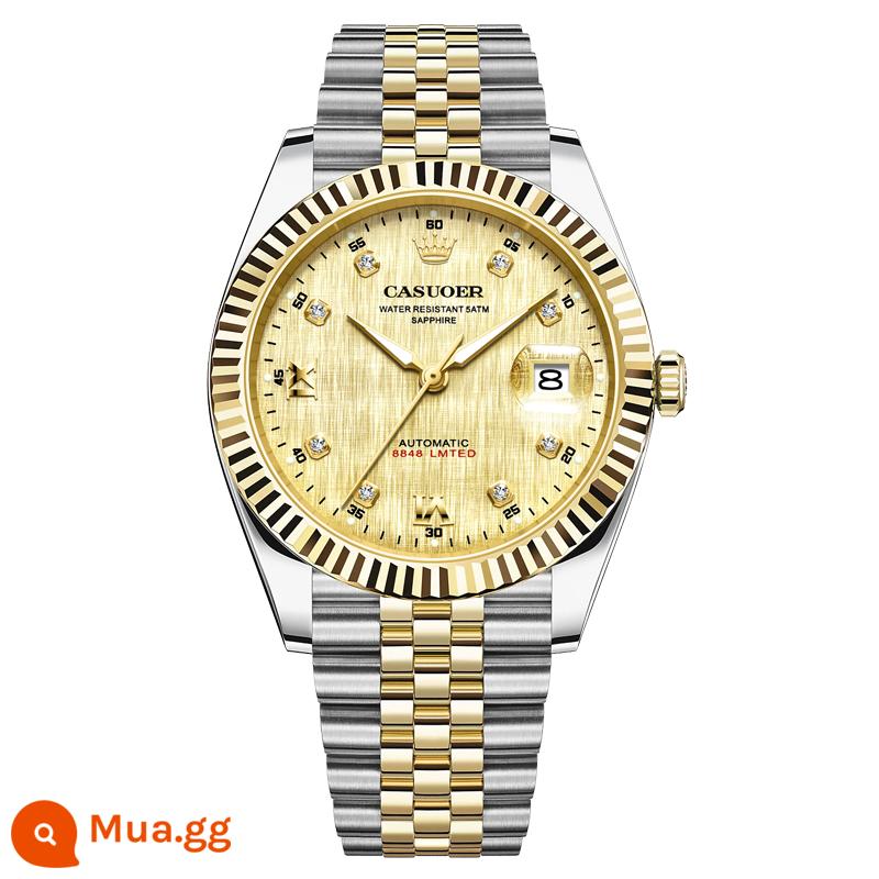 Đồng hồ đeo tay nam Rolex Thụy Sĩ Đồng hồ cơ tự động Oyster log thép không gỉ chống nước dạ quang đồng hồ nam công sở 8848 - 8848 Mì Vàng [Giới hạn 8848]