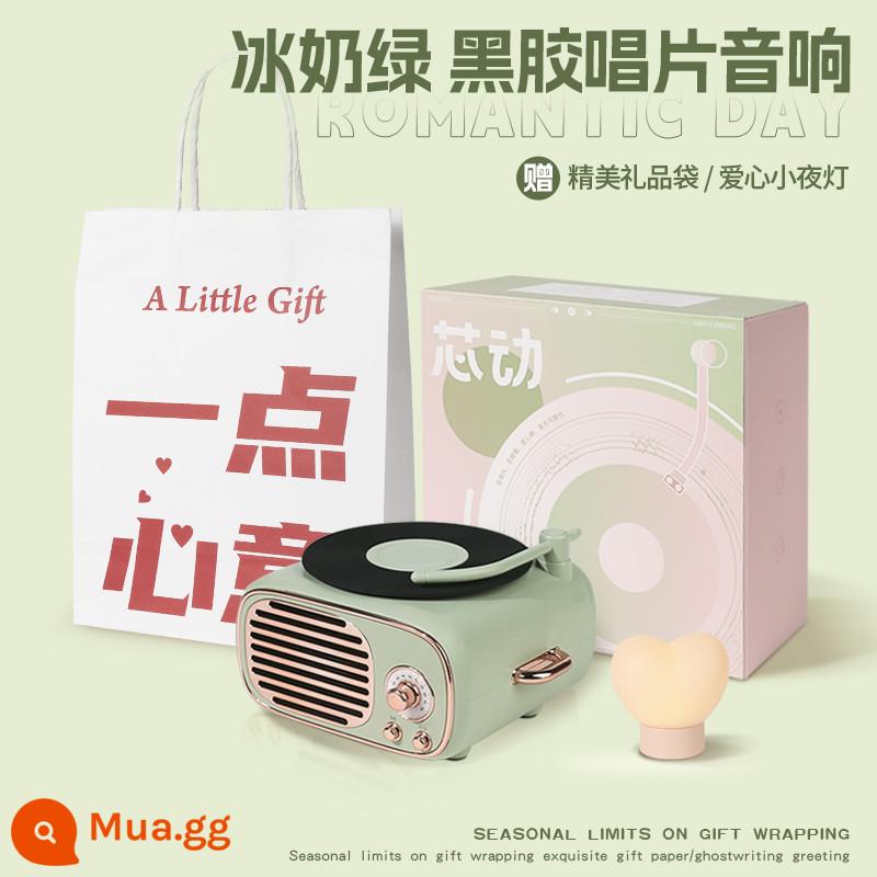 Đồng hồ báo thức ghi âm vinyl âm thanh cổ điển Đồng hồ báo thức Bluetooth micro karaoke không dây tại nhà làm quà tặng sinh nhật cho người bạn thân nhất của bạn - [Bầu trời trong xanh] Đèn ngủ tình yêu★Túi quà★Tuổi thọ pin siêu dài★Hiệu ứng âm thanh vòm Bluetooth 5.3★360°