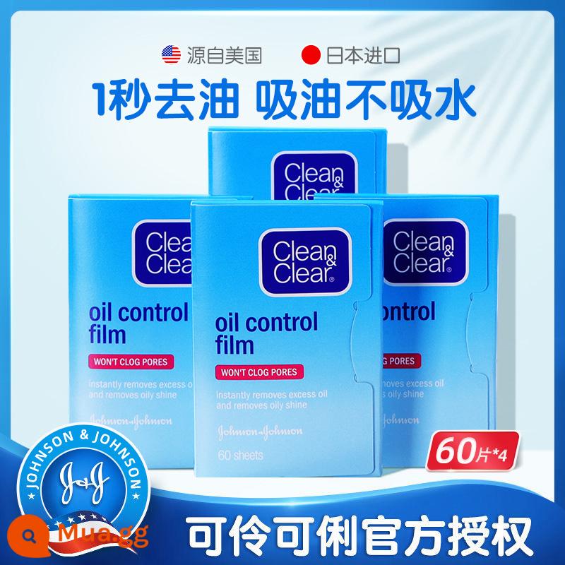 cleanclear có thể là giấy thấm dầu thông minh và thông minh dành cho mặt nữ kiểm soát dầu làm mới khuôn mặt nam giới kém giấy da mặt blue film Nhật Bản - Phim xanh 4 gói