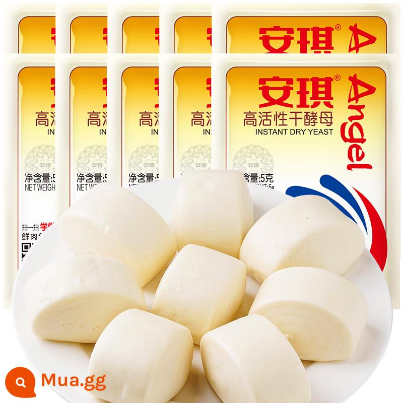 Bột men hoạt tính cao kháng đường Angel Yeast Bánh mì nướng Bún hấp hộ gia đình 5g Bột men khô - Cho ít đường 5g [10 túi] bánh bao hấp