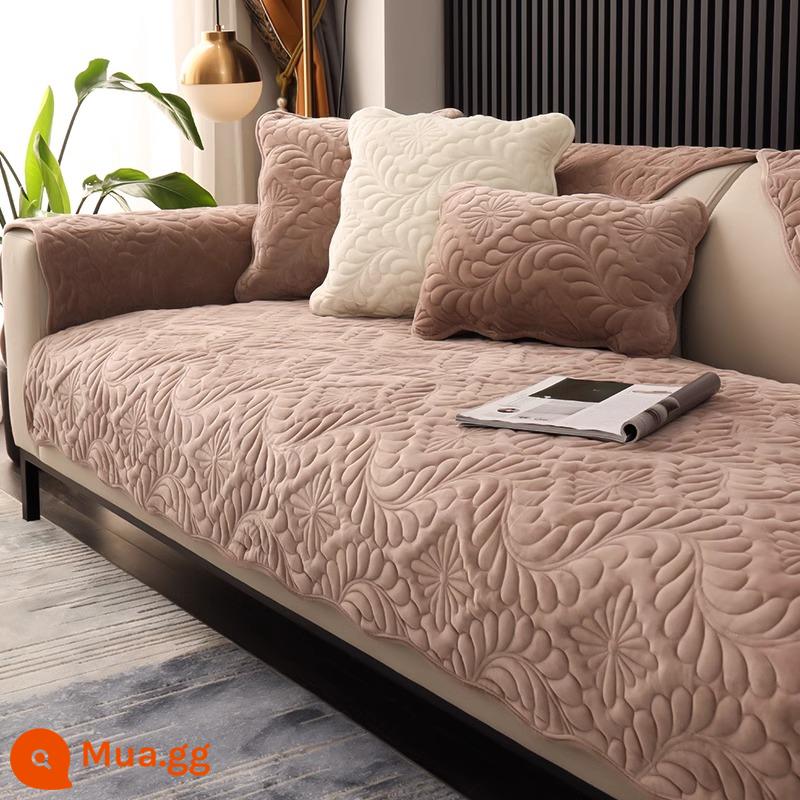 Đơn Giản Mùa Đông Sofa Đệm Mùa Đông Hà Lan Nhung Ngắn Sang Trọng Đệm Đệm Khăn Ghế Sofa Chống Trơn Trượt Dày - Đuôi phượng∽ cà phê nhẹ