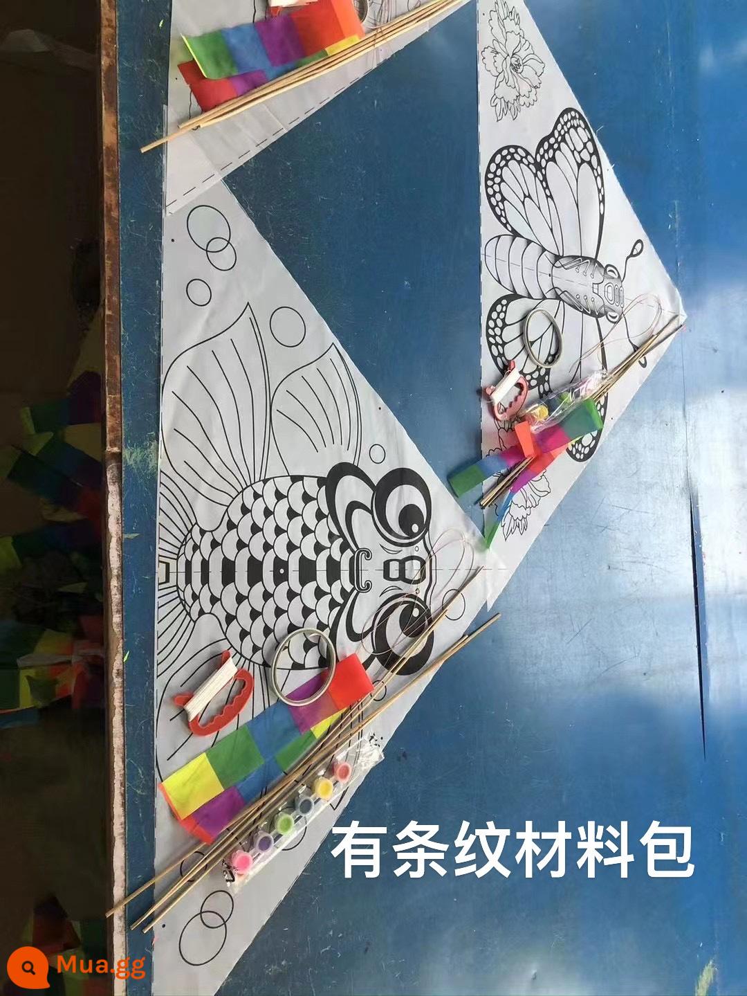 Ngày trẻ em đồ chơi tranh trống handmade tự tô màu diều tự làm graffiti dạy gói tài liệu Thành Đô giao hàng - Gói vật liệu thủ công sọc tam giác