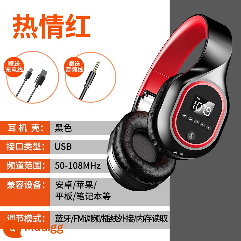 Bốn hoặc sáu nghe tai nghe bluetooth không dây sinh viên đại học thi tiếng Anh FM FM đặc biệt bốn 46 tai nghe đặc biệt - Mẫu Bluetooth-Đỏ đam mê