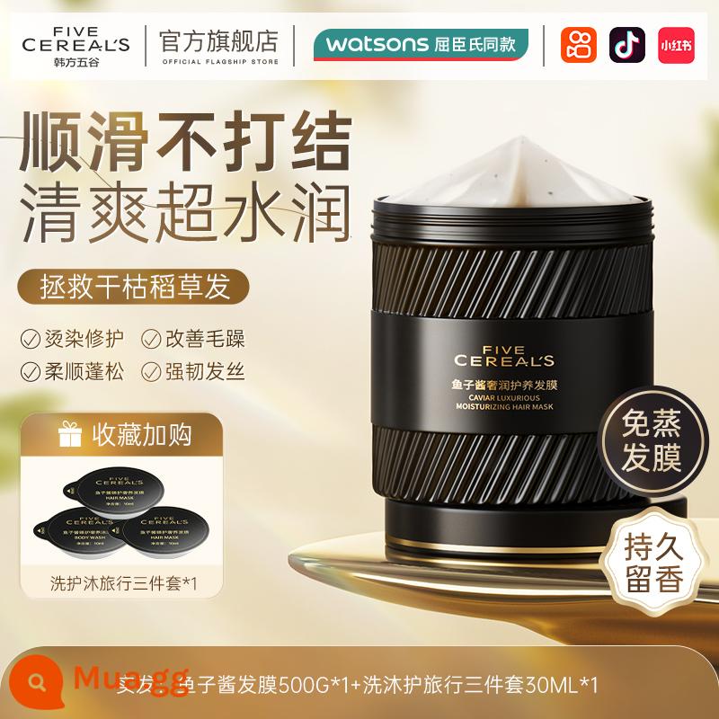 Mặt nạ tóc Caviar sửa chữa tóc khô, dưỡng ẩm, làm mượt, nhuộm và là, cải thiện xoăn cứng, làm mềm, dầu xả, hàng chính hãng dành cho nữ - [Tận hưởng sự mềm mượt] Mặt nạ tóc cao cấp Caviar 500g