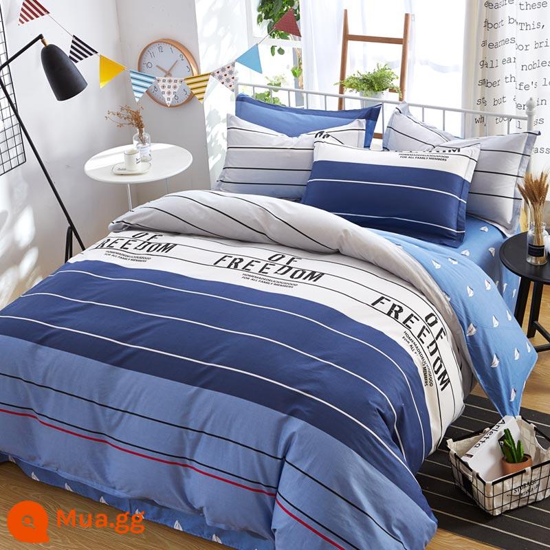 100% cotton cotton nguyên chất 4 mảnh lưới đỏ phong cách ins phong cách 1.8m ga trải giường vỏ chăn mùa thu vỏ chăn ga gối 4 món Bộ 3 - Tuổi trẻ Cantabile