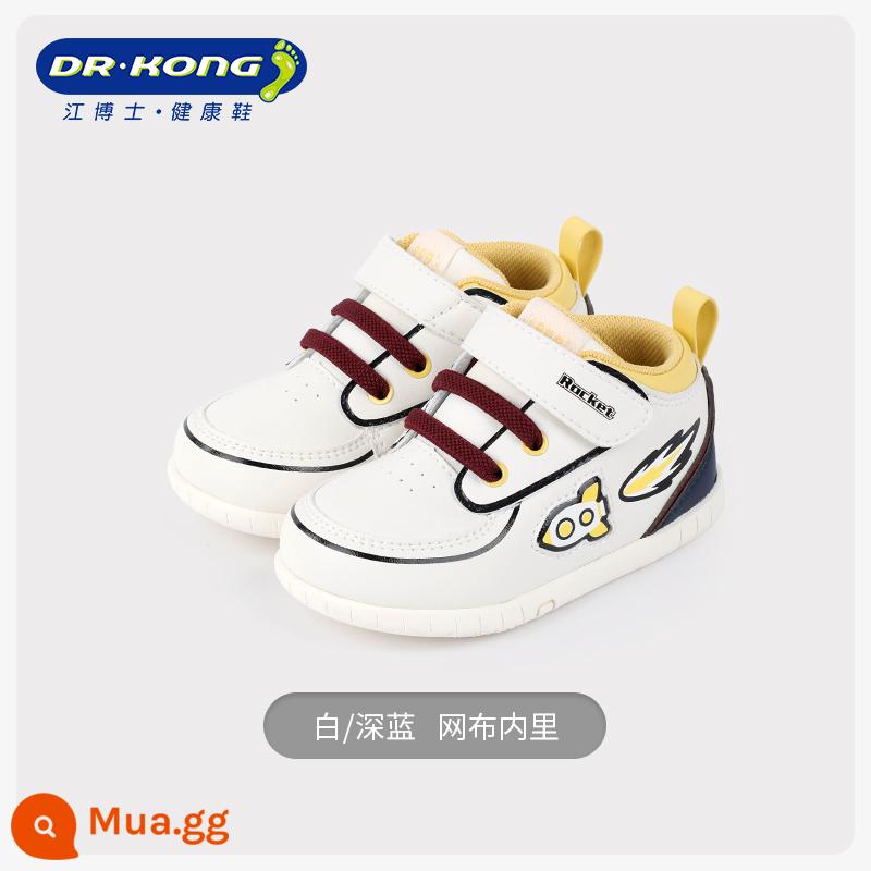 Giày trẻ em Dr. Kong Dr. Kong 2023 miếng dán Velcro mùa thu mới dành cho nam và nữ Giày trẻ em đế mềm dễ thương giữ ấm - trắng/xanh đậm