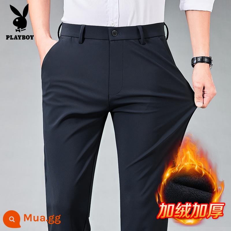 Playboy Phù Hợp Với Quần Nam Chính Thức Thu Đông Co Giãn Đen Thẳng Nam Quần Xuân Thu 2024 phong Cách Mới - 5188 Xanh Navy [Phong Cách Lông Cừu]