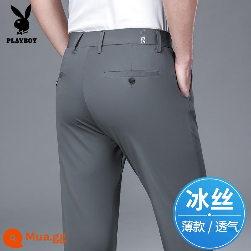 Playboy Phù Hợp Với Quần Nam Chính Thức Thu Đông Co Giãn Đen Thẳng Nam Quần Xuân Thu 2024 phong Cách Mới - 5192 xám [kiểu mỏng mùa hè]