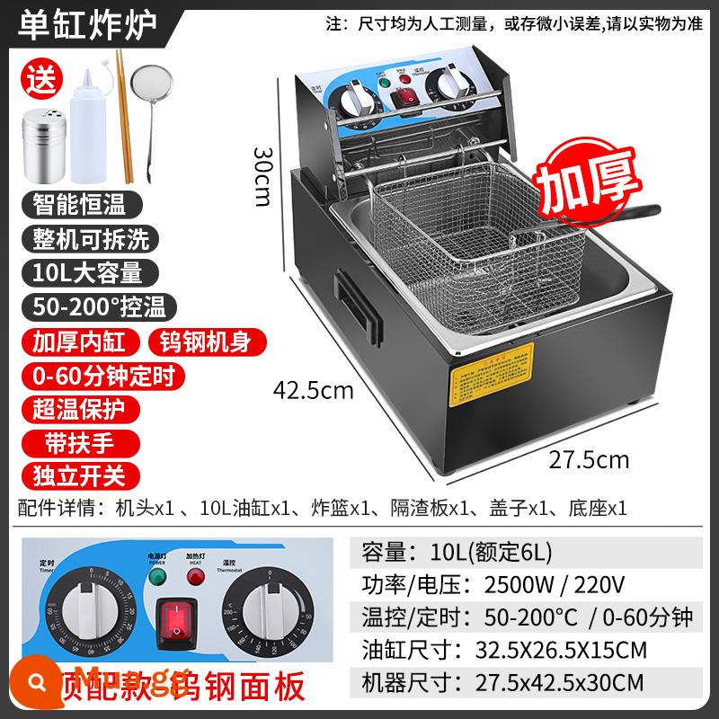 Nhà bếp quyến rũ nồi chiên điện xi lanh đơn và đôi thương mại nồi chiên công suất lớn gian hàng máy rán khoai tây chiên gà bít tết thiết bị đặc biệt - Xi lanh đơn - nồi chiên ➤ hẹn giờ/công tắc độc lập/hạn chế nhiệt độ/giỏ treo thanh song song