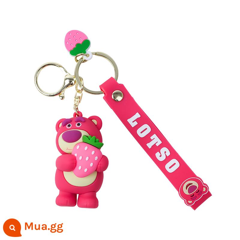 Disney Official Strawberry Bear Cartoon Keychain Doll Charm Car Bag Charm Keychain - Ôm kiểu gấu dâu tây