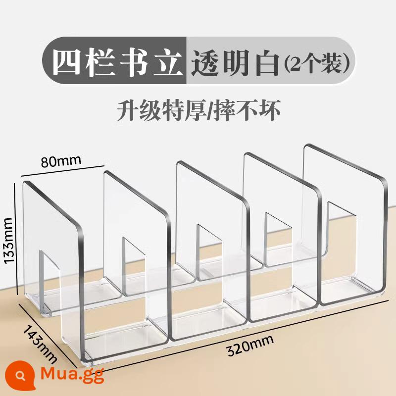 Giá đỡ sách đọc sách giá kẹp sách thiết bị bảng giá sách máy tính để bàn cố định sách lưu trữ bộ chia hiện vật bàn đứng bàn bàn lưu trữ sinh viên với kệ acrylic trong suốt giá treo sách thiết bị kẹp sách - [Đã nâng cấp thêm dày/không thể phá vỡ] Bốn cột - trong suốt - 2 miếng