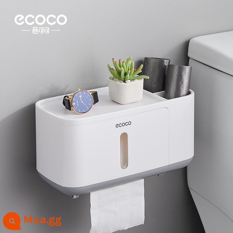 Hộp đựng khăn giấy phòng trang điểm toilet đựng giấy vệ sinh Giá đựng giấy vệ sinh hộp đựng giấy vệ sinh treo tường ống cuộn giấy vệ sinh chống thấm nước - Phiên bản mở rộng-Màu xám Bắc Âu