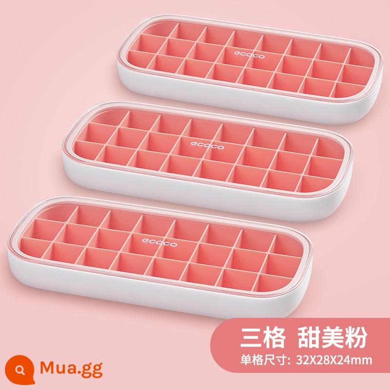 Kem Khuôn Khay Đá Máy Làm Đá Đông Lạnh Kem Hộp Có Nắp Lưới Silicone Đỏ Cấp Thực Phẩm Tủ Lạnh Gia Đình Tự Làm Hiện Vật - Ba lớp - bột ngọt bán trong suốt [thạch sữa chua viên đá và thực phẩm bổ sung đông lạnh riêng]