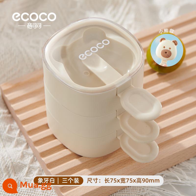 Khuôn làm kem tại nhà popsicle popsicle kem sorbet ice cube cheese stick silicone cấp thực phẩm hạt mài tự chế - Gấu Hoạt Hình Phong Cách Ba Lớp-Trắng Ngà