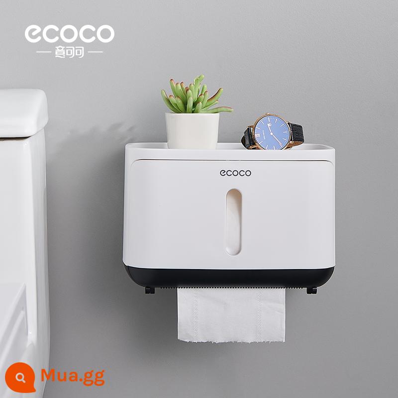 Hộp đựng khăn giấy phòng trang điểm toilet đựng giấy vệ sinh Giá đựng giấy vệ sinh hộp đựng giấy vệ sinh treo tường ống cuộn giấy vệ sinh chống thấm nước - Phiên bản dài-Đen Bắc Âu