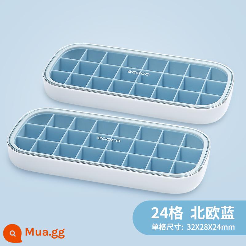 Kem Khuôn Khay Đá Máy Làm Đá Đông Lạnh Kem Hộp Có Nắp Lưới Silicone Đỏ Cấp Thực Phẩm Tủ Lạnh Gia Đình Tự Làm Hiện Vật - Hai lớp gia dụng - Màu xanh Bắc Âu trong mờ [Đá viên, thạch sữa chua và các thực phẩm không thiết yếu được đông lạnh riêng biệt]